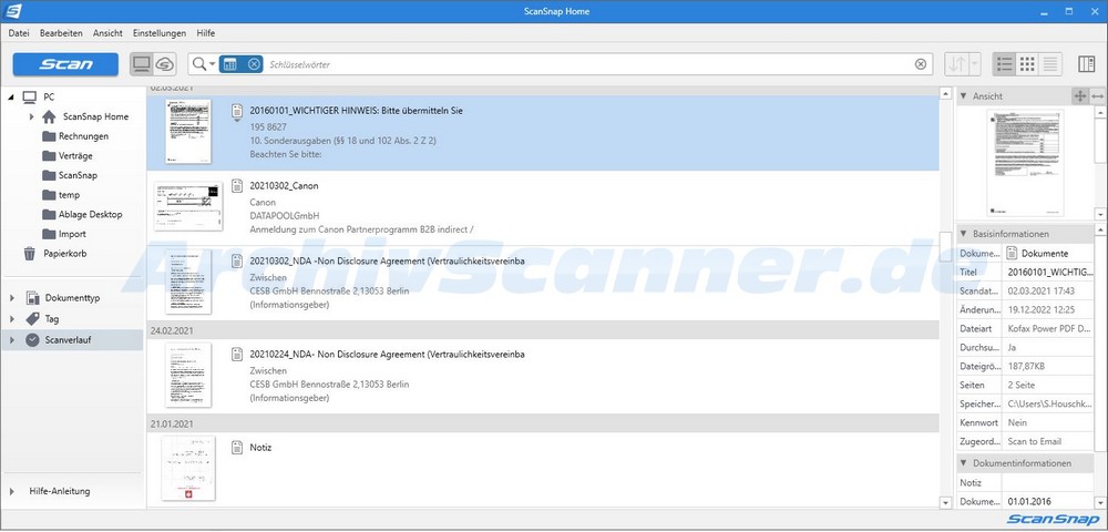 ScanSnap Home Lizenz