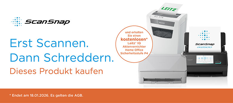 Ricoh ScanSnap iX2500 Aktenvernichter Aktion