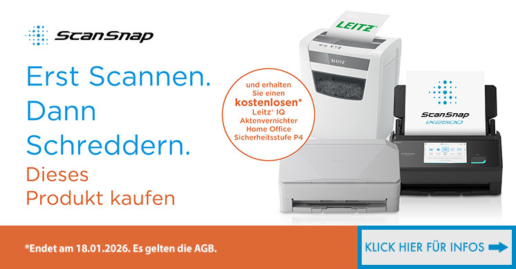 ScanSnap iX2500 + Aktenvernichter Aktion
